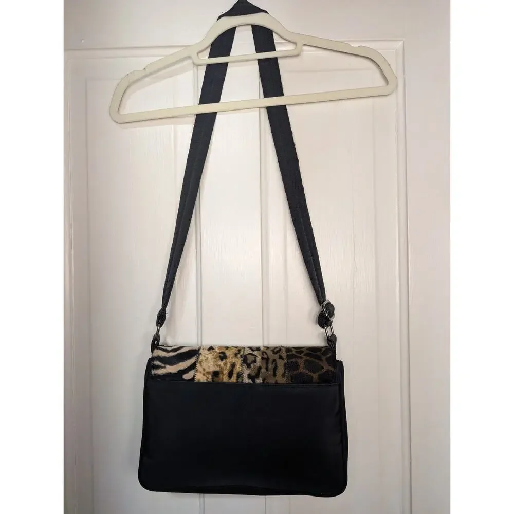 Vintage Wesley &Co Fiorucci Animal Print Patchwork Shoulder Bag Mixed Textures